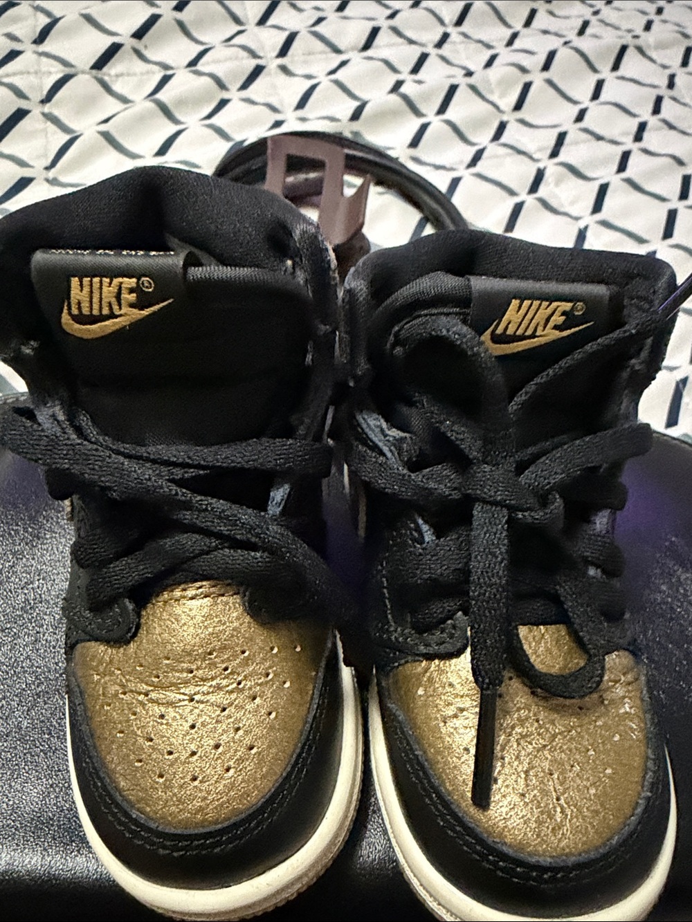 Nike Kids Black and Gold High-Top Sneakers